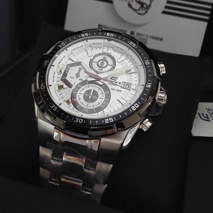 Casio Edifice EFR-539D-7AVUDF Men Chronograph White Dial Stainless Steel Band
