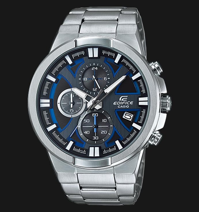 Casio Edifice EFR-544D-1A2VUDF Chronograph Men Black Pattern Dial Stainless Steel Strap