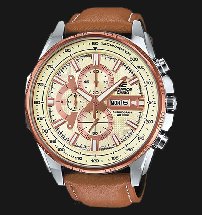 Casio Edifice CHRONOGRAPH EFR-549L-7AVUDF Beige Dial Brown Leather Watch
