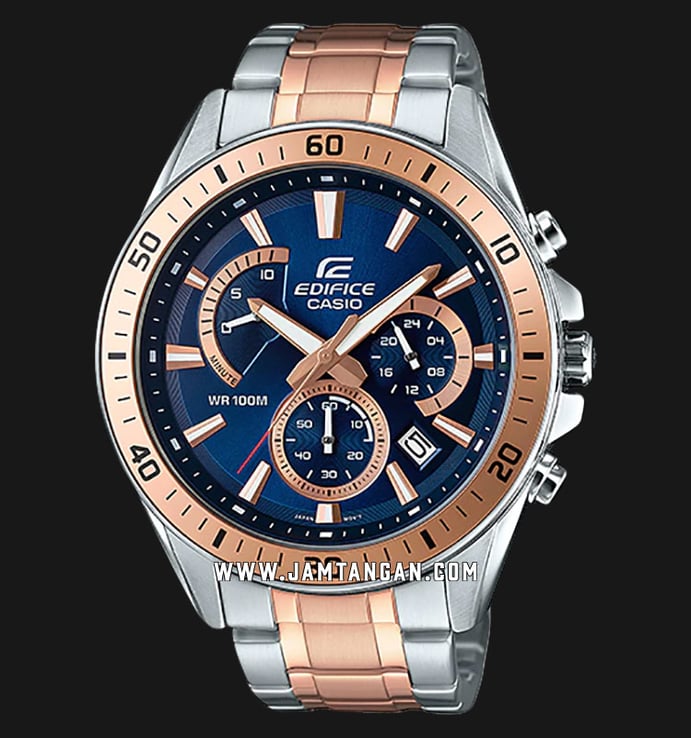 Casio Edifice EFR-552SG-2AVUDF Chronograph Men Blue Dial Dual Tone Stainless Steel Strap