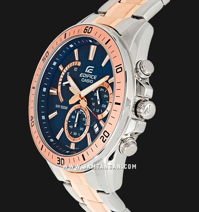 Casio Edifice EFR-552SG-2AVUDF Chronograph Men Blue Dial Dual Tone Stainless Steel Strap
