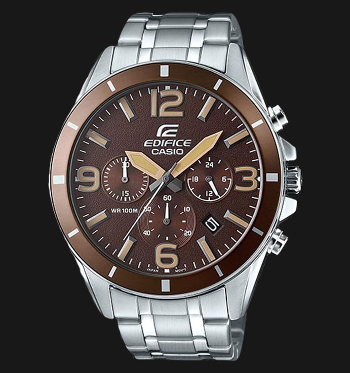 Casio Edifice EFR-553D-5BVUDF Brown Dial Stainless Steel Strep Watch