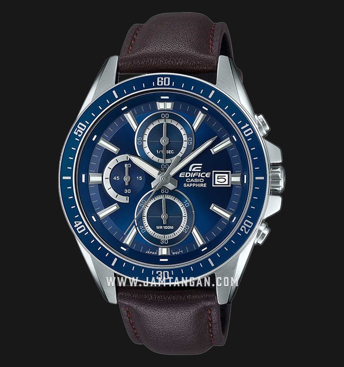 Casio Edifice EFR-S565L-2AVUDF Chronograph Men Blue Dial Brown Leather Strap