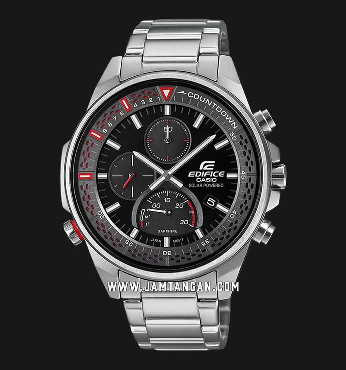 Casio Edifice Slim Line EFS-S590D-1AVUDF Tough Solar Black Dial Stainless Steel Band