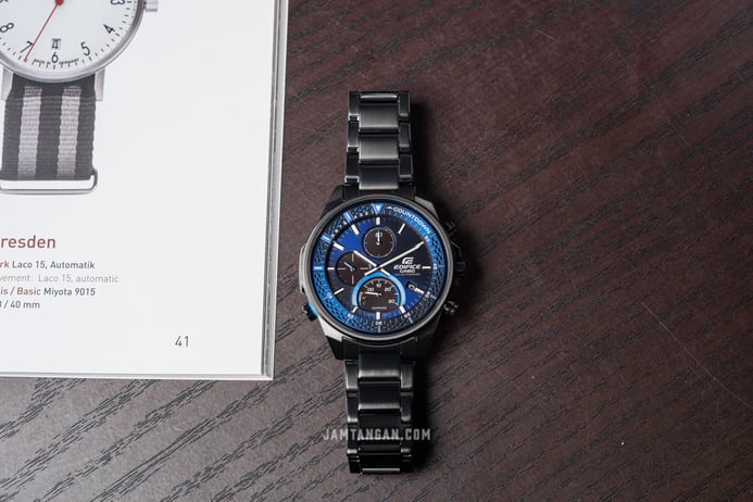 Casio Edifice Slim Line EFS-S590DC-2AVUDF Tough Solar Blue Dial Black Stainless Steel Band