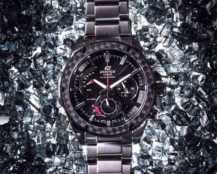 Casio Edifice EQS-910D-1AVUDF Solar Powered Chronograph Black Dial Stainless Steel Strap