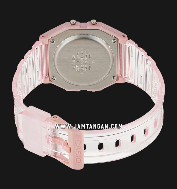 Casio General F-91WS-4DF Digital Dial Light Pink Clear Rubber Band