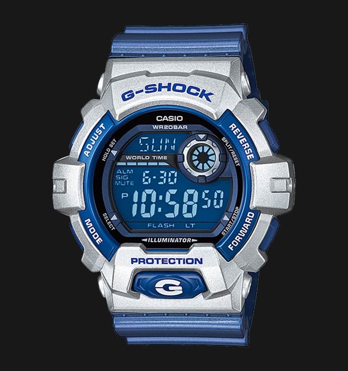 Casio G-Shock G-8900CS-3DR Blue Digital Dial White Resin Strap