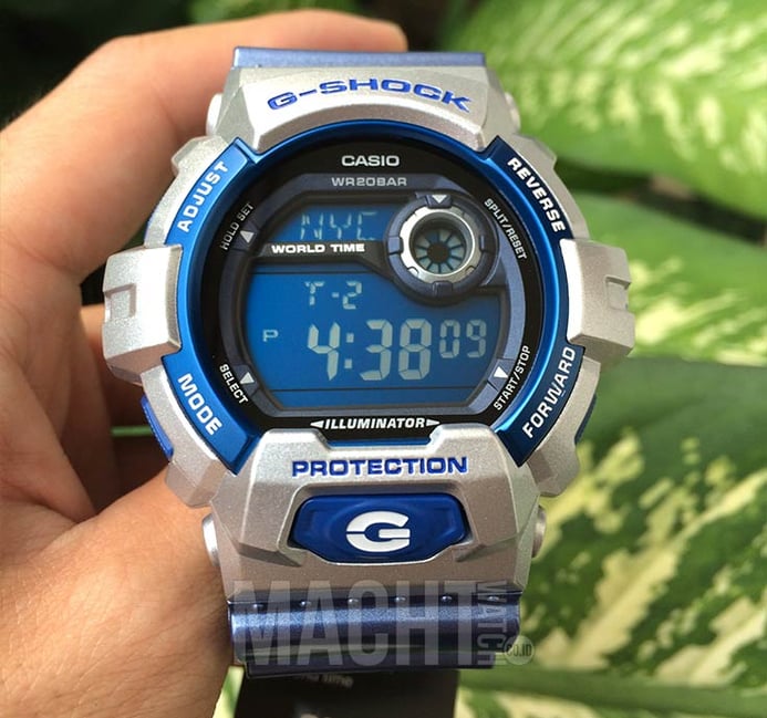 Casio G-Shock G-8900CS-3DR Blue Digital Dial White Resin Strap