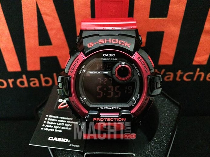 Casio G-Shock G-8900SC-1RDR Black Digital Dial Red Resin Strap