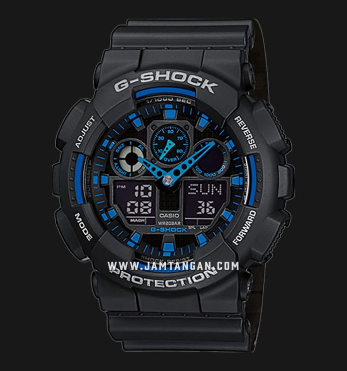Casio G-Shock G-Classic GA-100-1A2ER Digital Analog Dial Black Resin Band