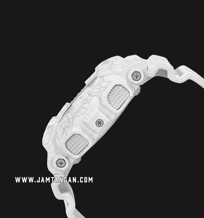 Casio G-Shock GA-100CG-7ADR Cracked Ground Pattern Digital Analog Dial White Resin Band