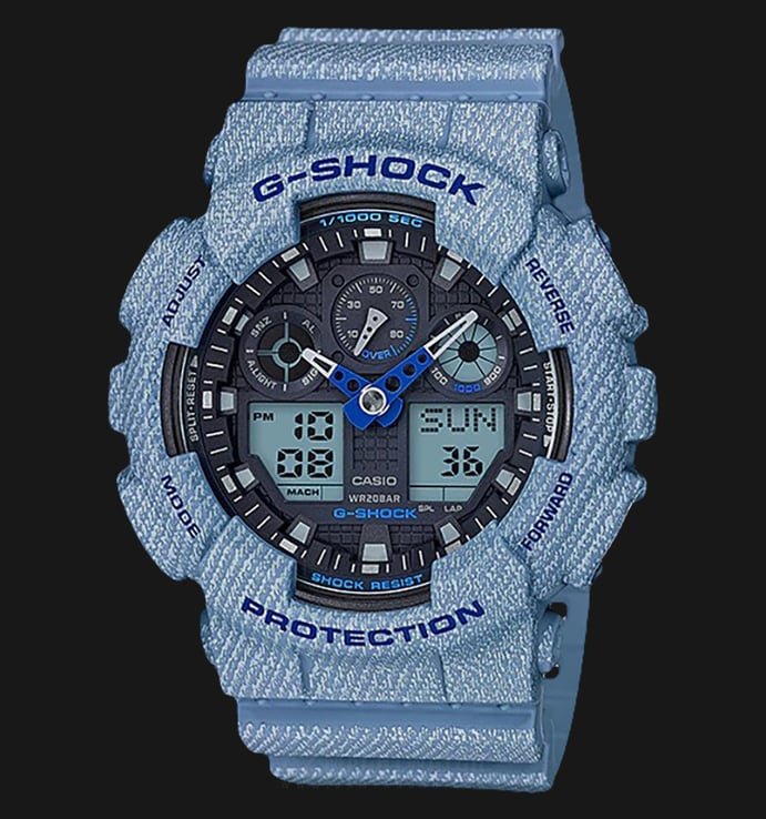 Casio G-Shock GA-100DE-2ADR Special Color Models Blue Denim Resin Strap