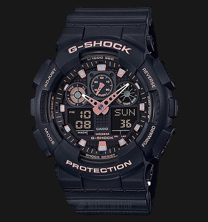 Casio G-Shock Special Color Models GA-100GBX-1A4DR Black Digital Analog Dial Black Resin Band