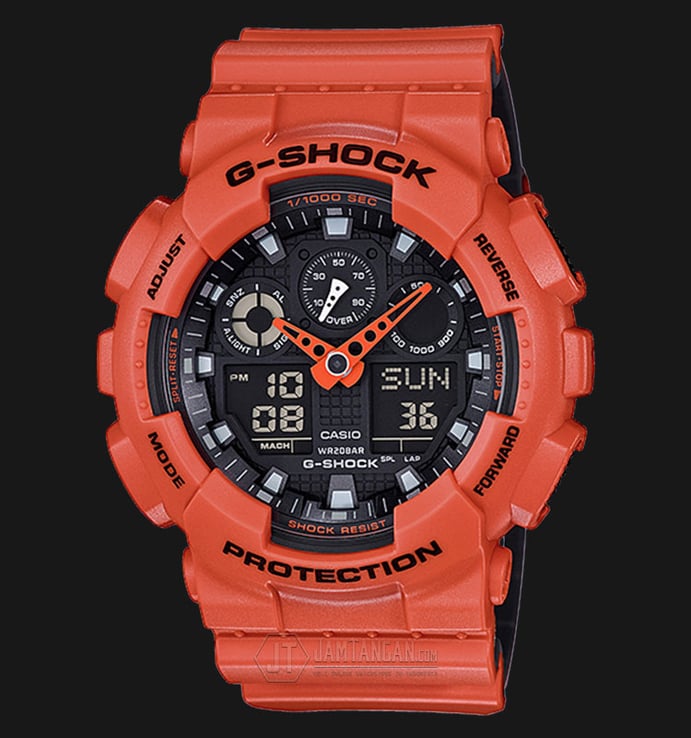 Casio G-Shock GA-100L-4ADR - Water Resistance 200M Orange Resin Band