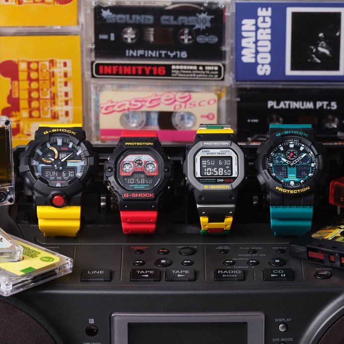Casio G-Shock GA-100MT-1A3DR Mix Tape Series Digital Analog Dial Green Resin Band
