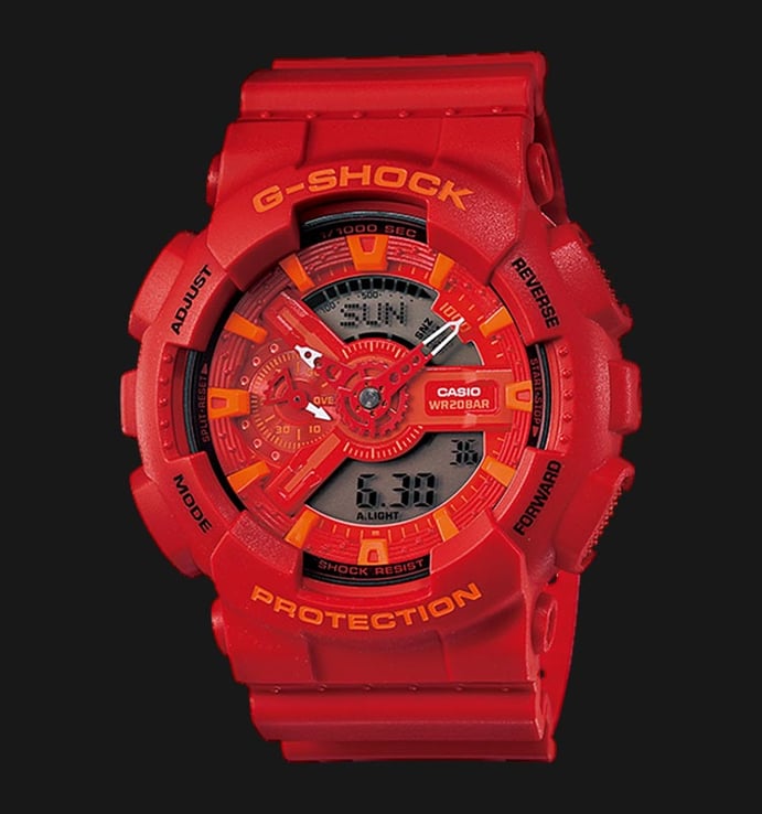 Casio G-Shock GA-110AC-4ADR Red Digital Analog Dial Red Resin Strap