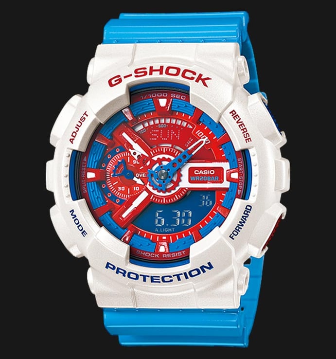 Casio G-Shock GA-110AC-7ADR Multi Color Digital Analog Dial Blue Resin Strap