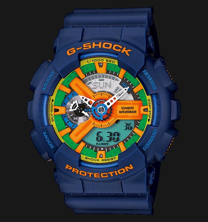 Casio G-Shock GA-110FC-2ADR Multi Color Digital Analog Dial Blue Resin Strap