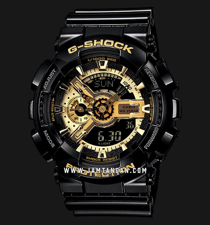 Casio G-Shock GA-110GB-1ADR Black and Gold Series Digital Analog Dial Black Resin Band