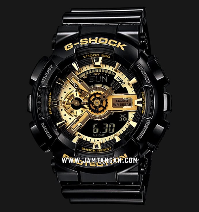 Casio G-Shock GA-110GB-1AER Black And Gold Series Digital Analog Dial Black Resin Band