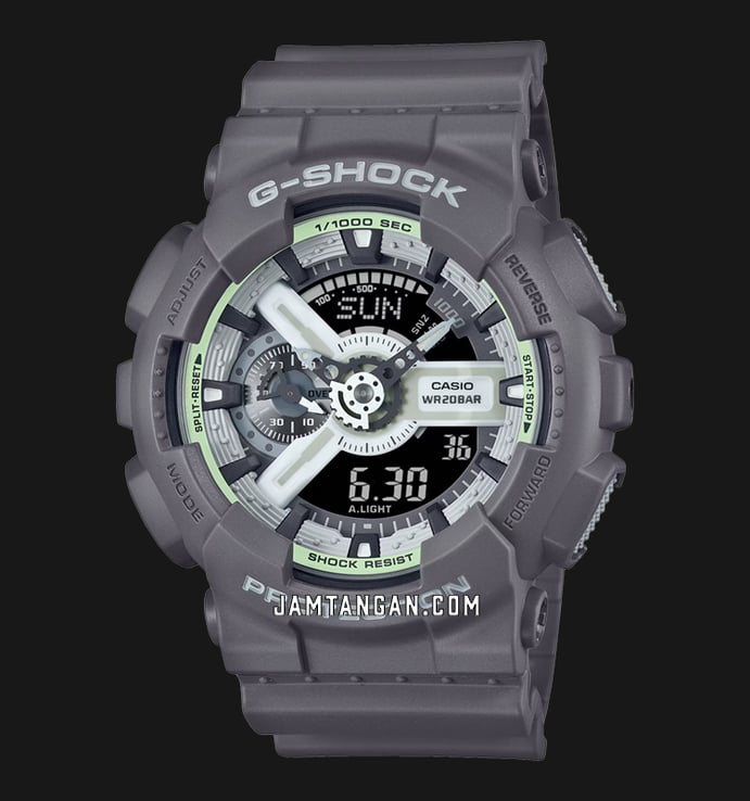 Casio G-Shock GA-110HD-8ADR Hidden Glow Series Digital Analog Luminous Dial Grey Resin Band