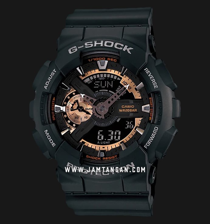 Casio G-Shock GA-110RG-1ACR Digital Analog Dial Black Resin Band
