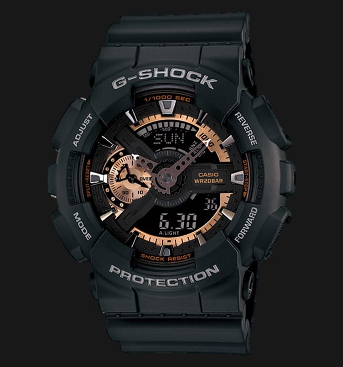 Casio G-Shock GA-110RG-1ADR Black Digital Analog Dial Black Resin Band