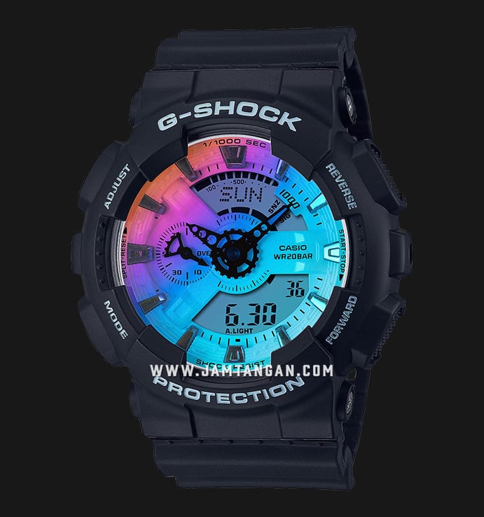 Casio G-Shock GA-110SR-1ADR Iridescent Color Series Digital Analog Dial Black Resin Band