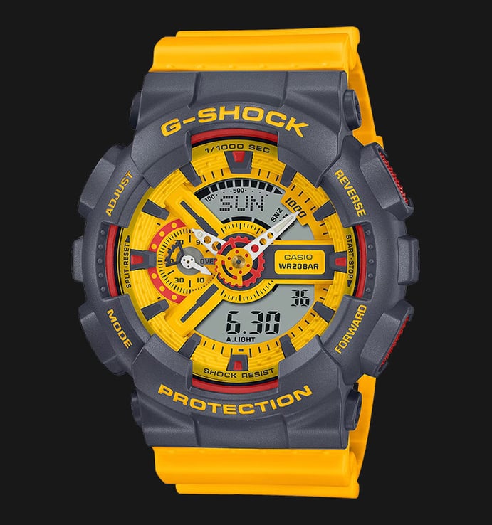 Casio G-Shock GA-110Y-9ADR 90s Sport Series Digital Analog Dial Yellow Resin Band