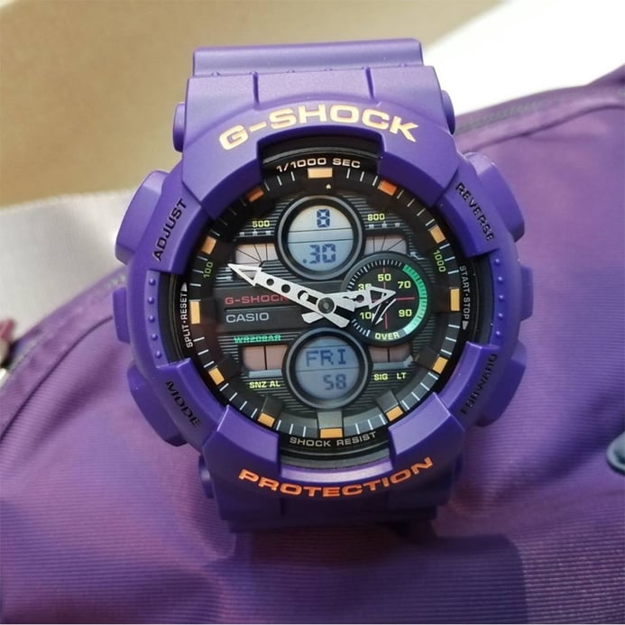 Casio G-Shock GA-140-6ADR Men Digital Analog Dial Purple Resin Strap