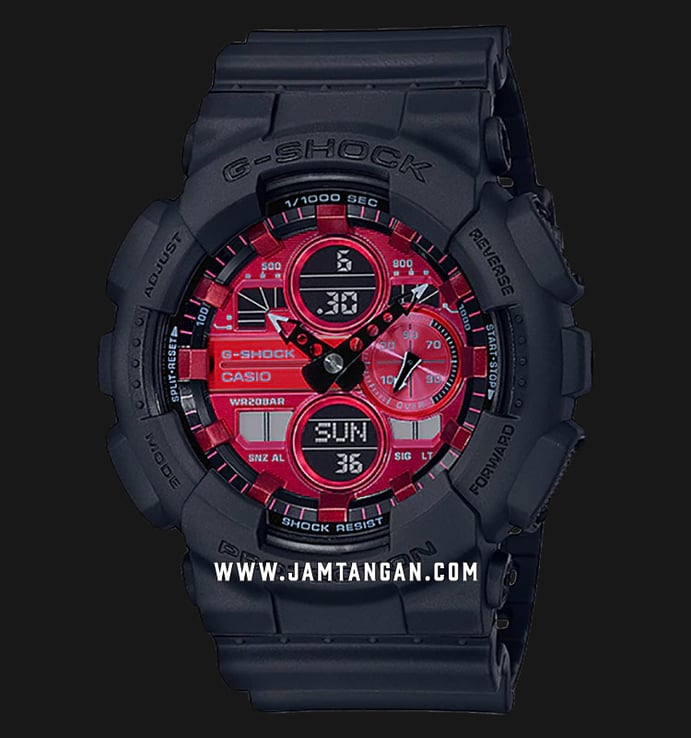 Casio G-Shock GA-140AR-1ADR Red and Black Series Adrenaline Red Dial Black Resin Band