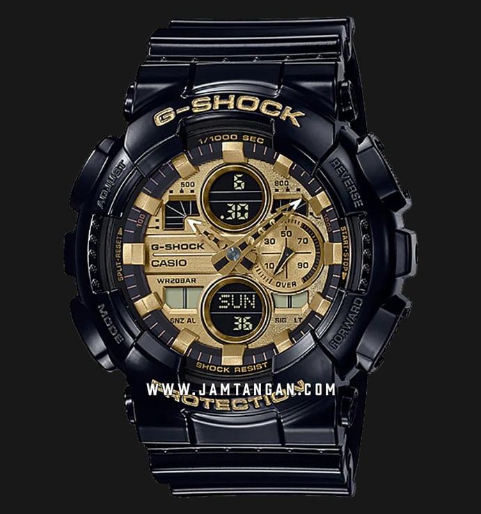 Casio G-Shock GA-140GB-1A1DR Garish Color Series Men Gold Digital Analog Dial Black Resin Band