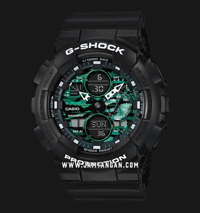 Casio G-Shock GA-140MG-1ADR Midnight Green Digital Analog Dial Black Resin Band