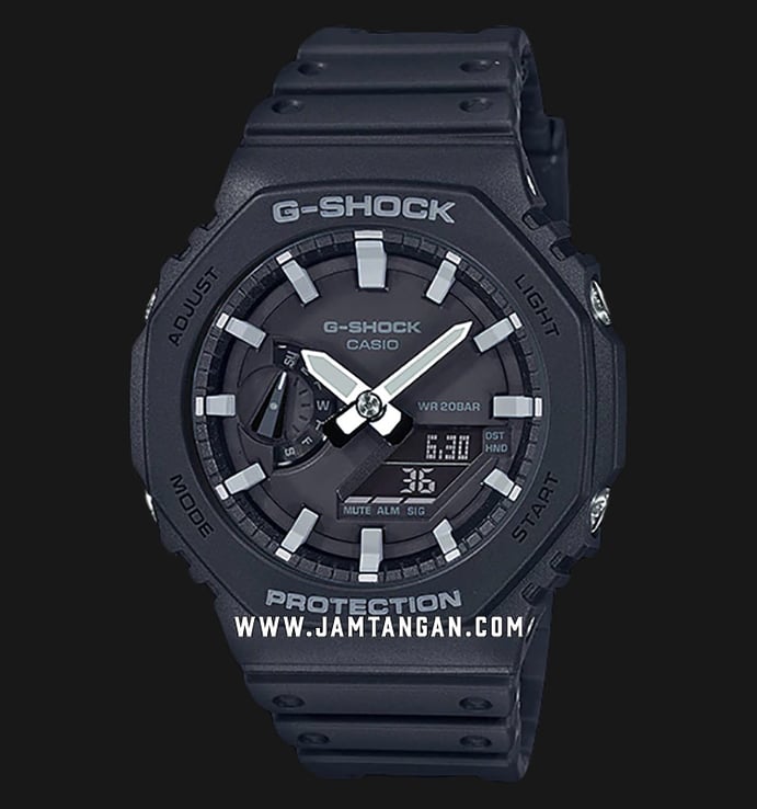 Casio G-Shock GA-2100-1ADR CasiOak Men Digital Analog Dial Black Resin Band
