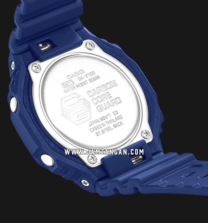 Casio G-Shock GA-2100-2ADR CasiOak Black Digital Analog Dial Blue Resin Band