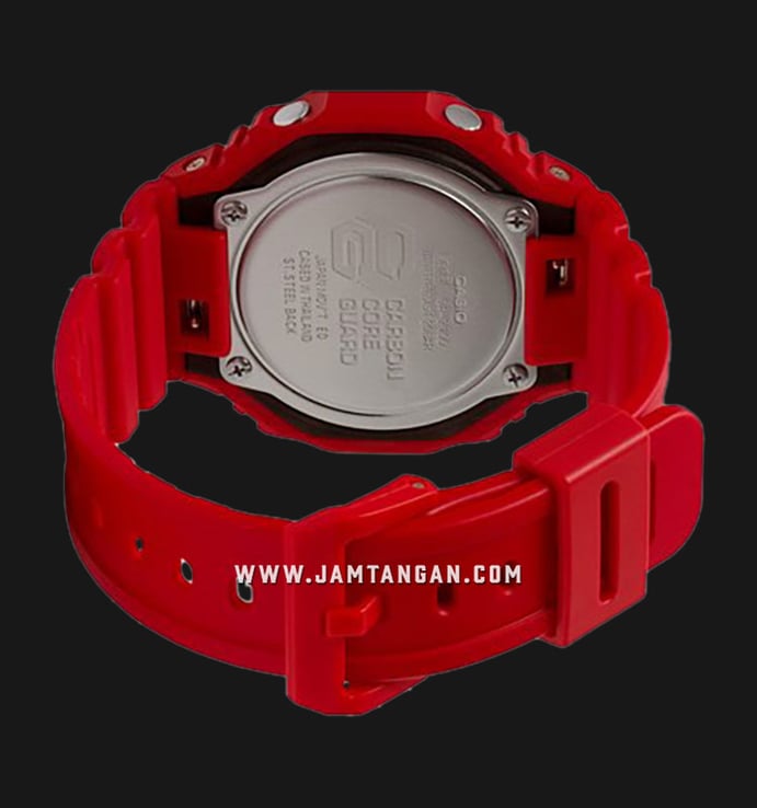 Casio G-Shock GA-2100-4ADR CasiOak Retro Style Digital Analog Dial Red Resin Band