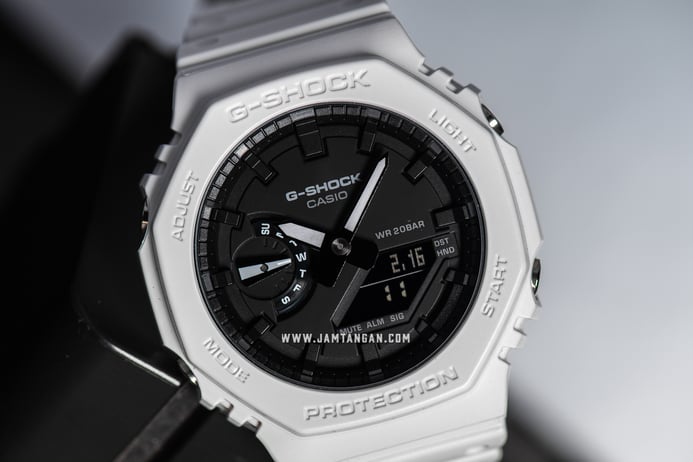Casio G-Shock GA-2100-7AJF CasiOak Black Digital Analog Dial White Resin Band