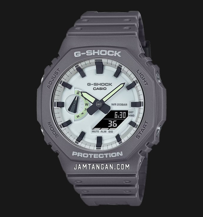 Casio G-Shock GA-2100HD-8ADR Hidden Glow Series Digital Analog Luminous Dial Grey Resin Band
