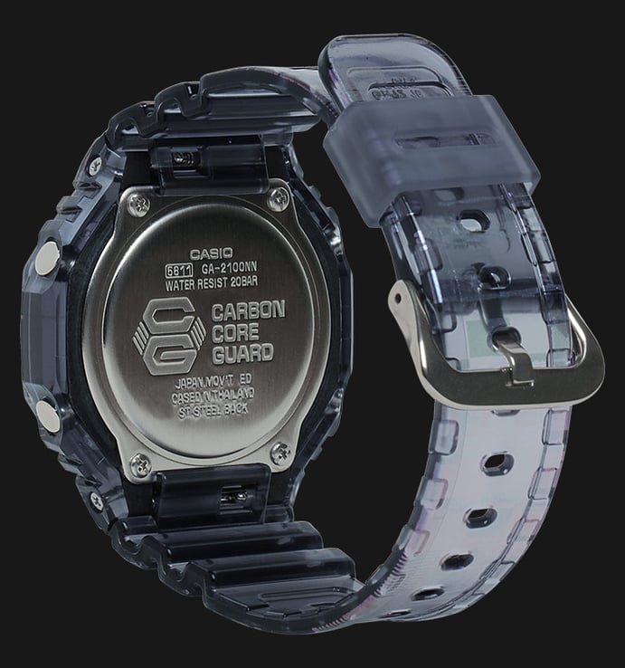 Casio G-Shock GA-2100NN-1ADR CasiOak Glitch Black Digital Analog Dial Semi Transparent Resin Band