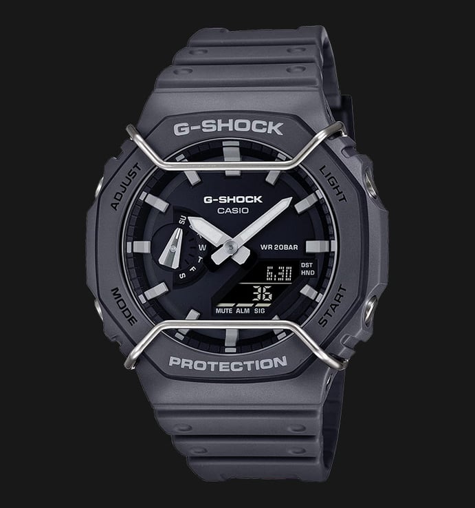 Casio G-Shock GA-2100PTS-8ADR Tone On Tone Digital Analog Dial Dark Grey Resin Band
