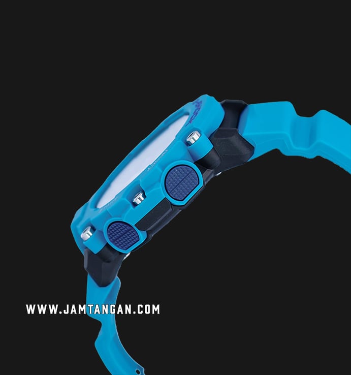 Casio G-Shock GA-2200-2ADR Carbon Core Guard Black Digital Analog Dial Blue Resin Band