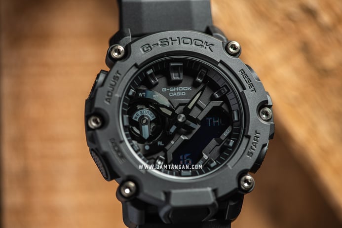 Casio G-Shock GA-2200BB-1ADR Carbon Core Guard Black Digital Analog Dial Black Resin Band