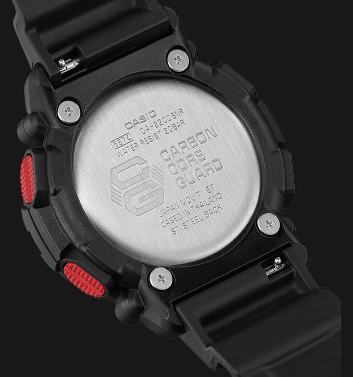 Casio G-Shock GA-2200BNR-1ADR Ignite Red Series Digital Analog Black Dial Black Resin Band