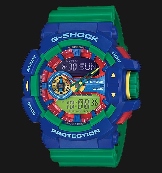 Casio G-Shock GA-400-2ADR Men Digital Analog Dial Green Resin Strap