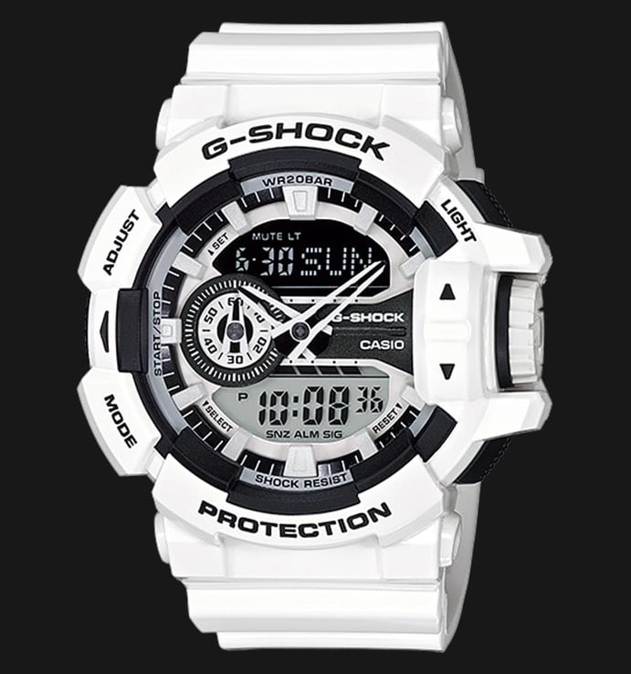 Casio G-Shock GA-400-7ADR Digital Analog Dial White Resin Band