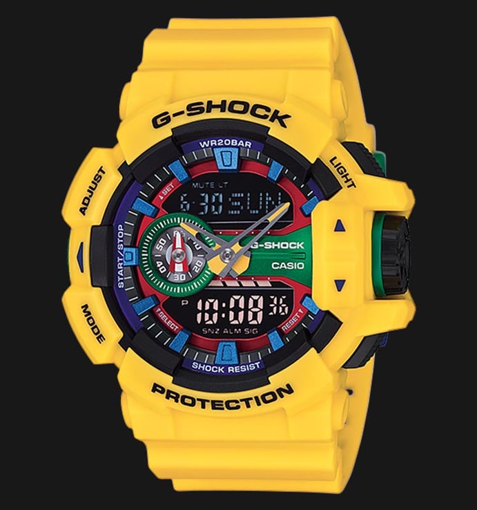Casio G-Shock GA-400-9ADR Men Digital Analog Dial Yellow Resin Strap