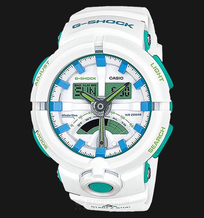 Casio G-Shock GA-500WG-7ADR Special Color Models Analog Digital Dial White Resin Band