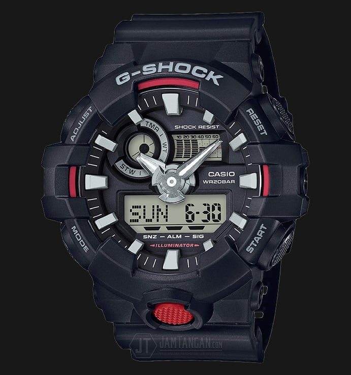 Casio G-Shock GA-700-1ADR Digital Analog Dial Black Resin Band