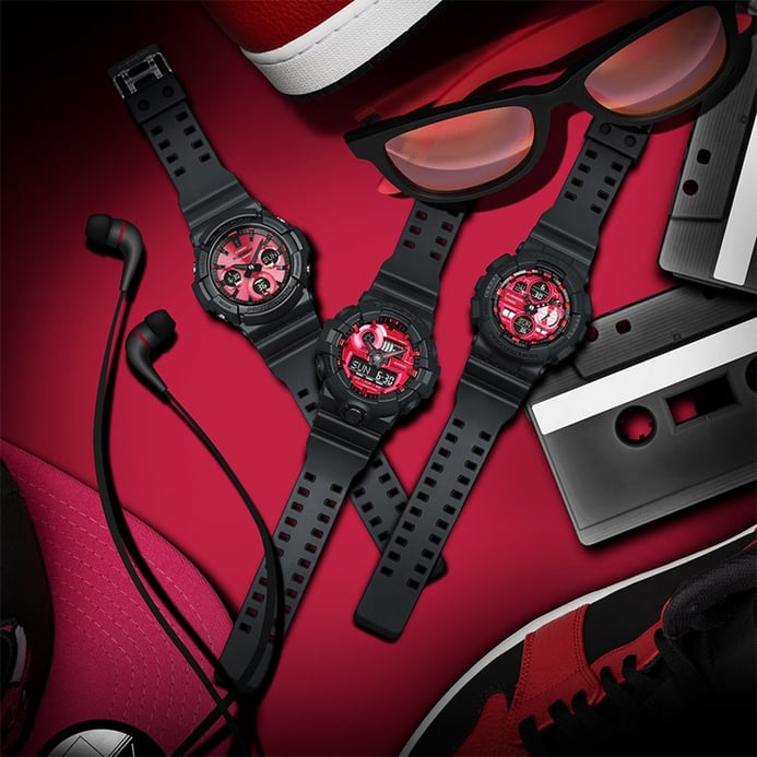 Casio G-Shock GA-700AR-1ADR Adrenaline Red Digial Analog Dial Black Resin Strap